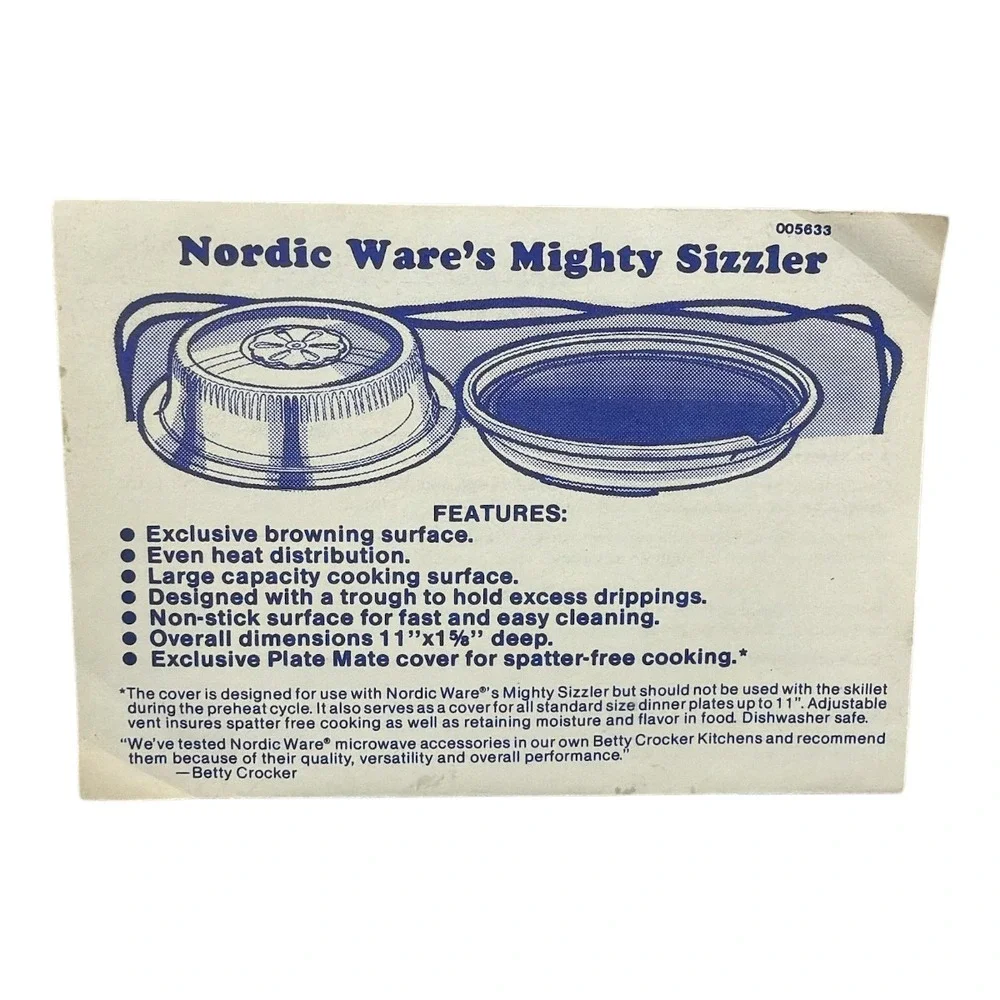Nordic Ware Microwave Sizzler Browning Skillet Betty Crocker NEW